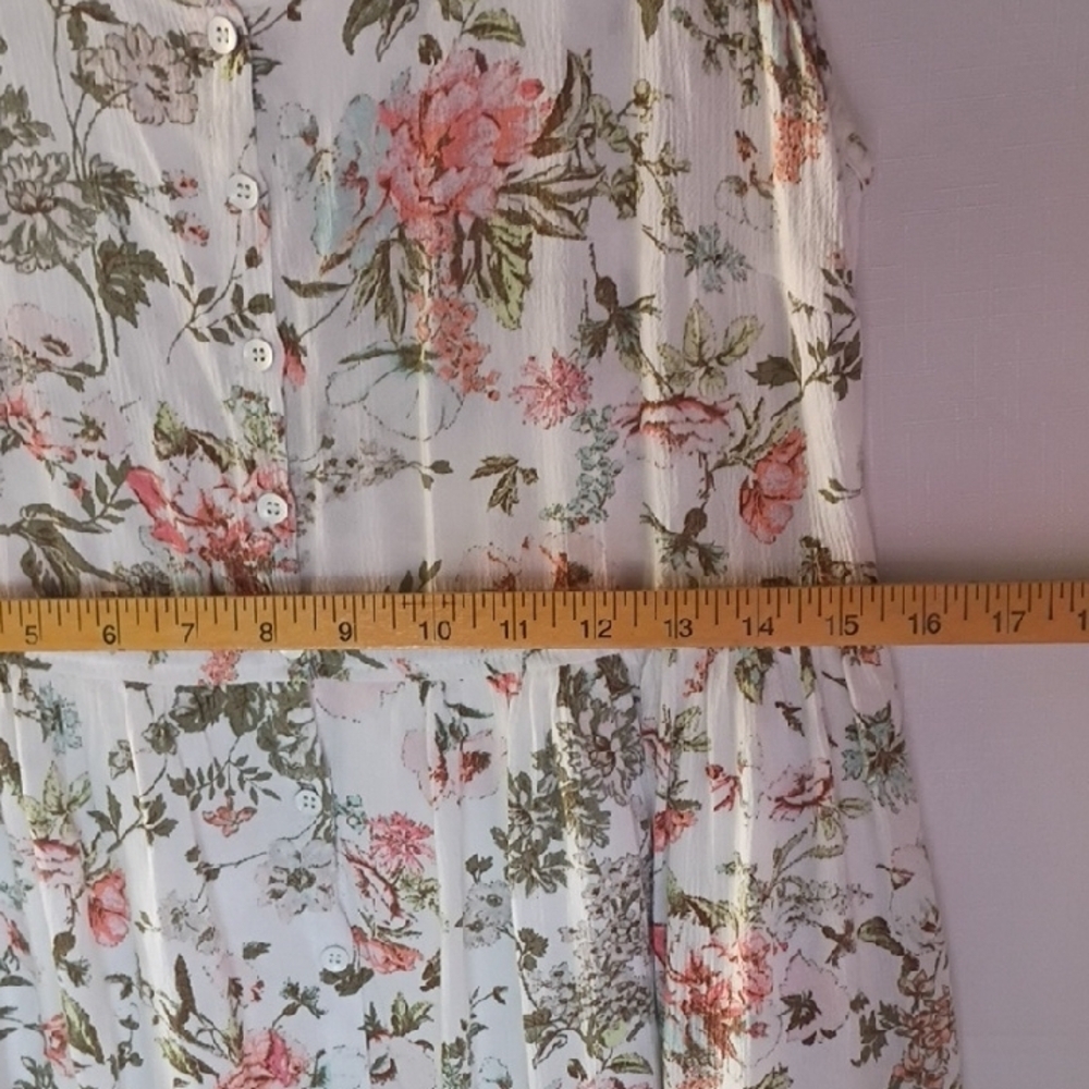 Frye Women's Button Front Floral Maxi Dress in White and Pink Size M - Picture 9 of 10